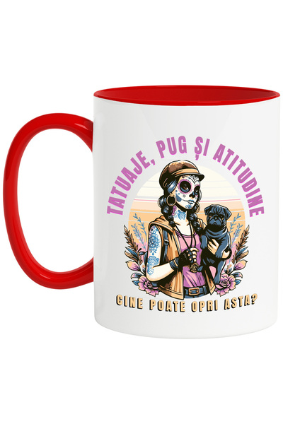 StoryGift Romania Cana Fata Cu tatuaje si Caine Pug Text Haios Cine Poate Opr...
