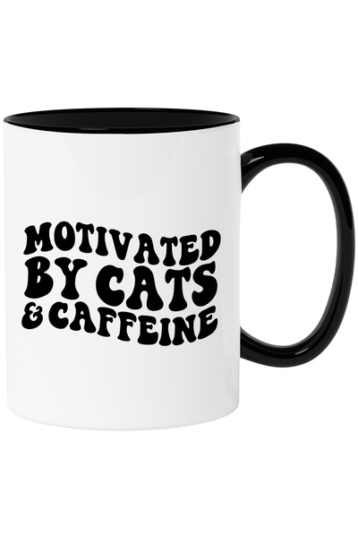 StoryGift Romania Cana cu mesajul "Motivated by cats & caffeine" - motivat de...