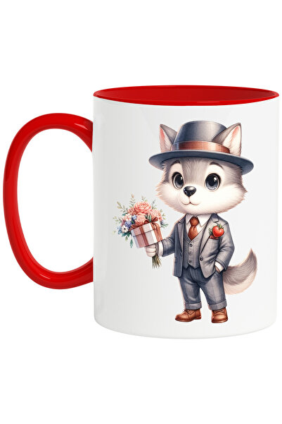 StoryGift Romania Cana cu un lup la costum, ilustratie, palarie, cadou, buche...