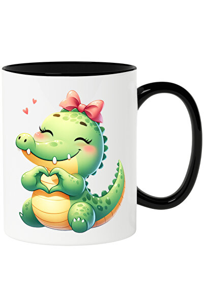 StoryGift Romania Cana cu un pui de crocodil care formeaza o inima cu degetel...