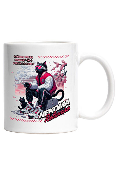 StoryGift Romania Cana Pisica cu ochelarii de soare Relaxare Nekoma. , 330ml,...