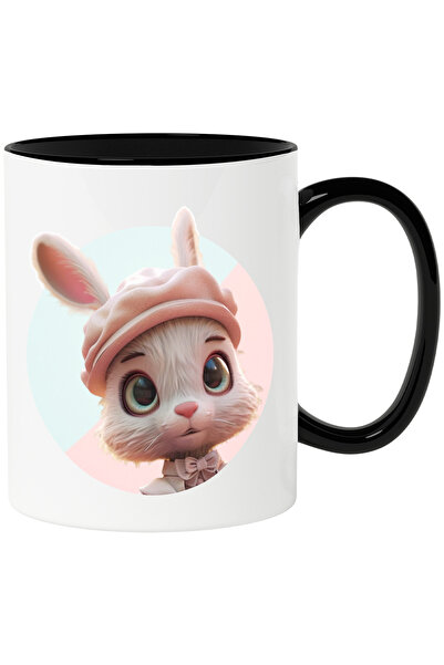 StoryGift Romania Cana cu Animatie Draguta cu Iepure Alb, Imbracat in Roz, Pa...