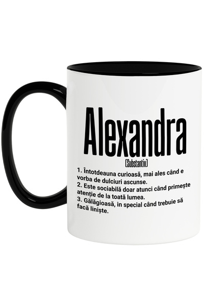 StoryGift Romania Cana Cu Numele Alexandra, si Mesaj Amuzant, Curioasa, Socia...