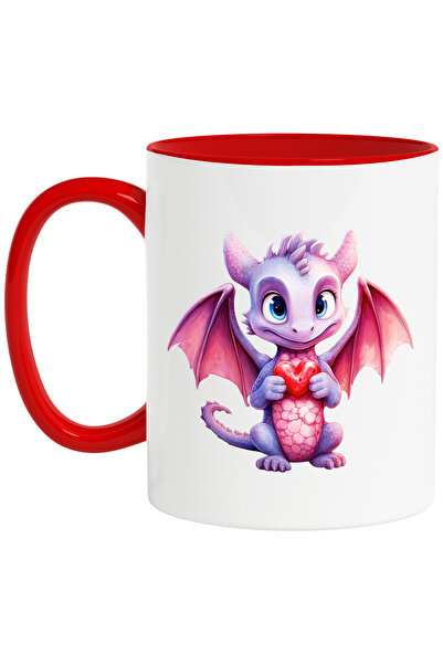 StoryGift Romania Cana cu un pui de dragon care tine o inima in brate | ilust...