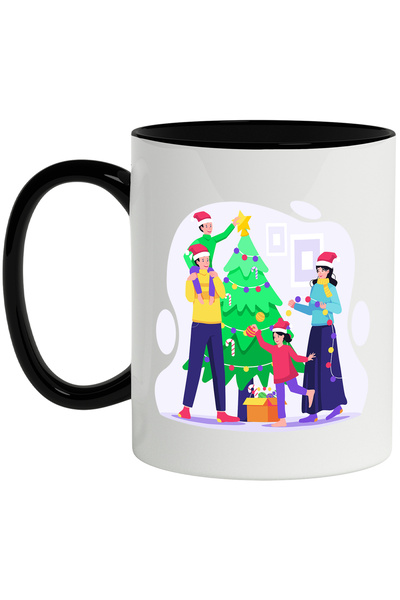 StoryGift Romania Cana Cu Brad, Craciun, Familie, Globuri, Multicolor 330 ml,...