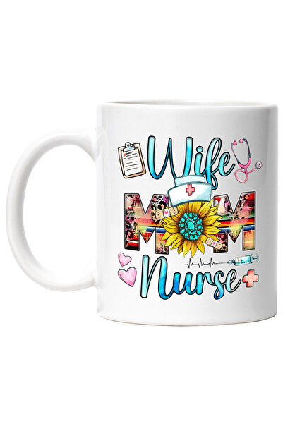 StoryGift Romania Cana cu mesajul "Wife, mom, nurse", profesie, ilustratie, m...