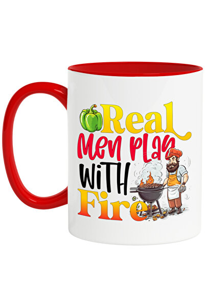 StoryGift Romania Cana cu mesajul "Real men play with fire", barbatii adevara...