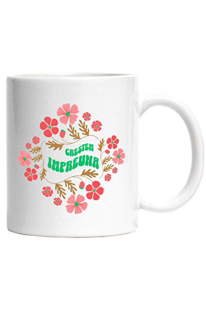 StoryGift Romania Cana cu Rama De flori Colorate Text Crestem Impreuna Dragos...