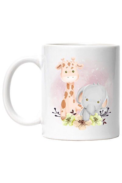 StoryGift Romania Cana Cu Girafa, Elefant, Flori, Frunze, Multicolor 330 ml, ...