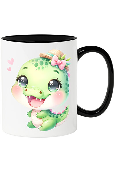 StoryGift Romania Cana cu o femela dinozaur | ilustratie | inimioare | verde ...