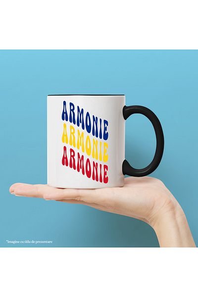 StoryGift Romania Mug The Word Harmony, in the Colors of the Romanian Flag, Red, Yellow, Blue, T, With, STG