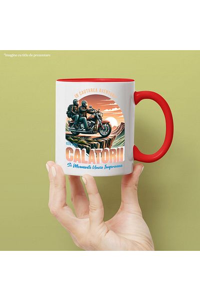StoryGift Romania Mug with Couple on Motorcycle Travel View Mountain Romantic Text Looking for Aven, With ,STG