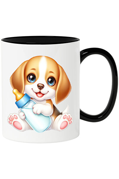 StoryGift Romania Cana cu un catelus care tine un biberon cu lapte | ilustrat...