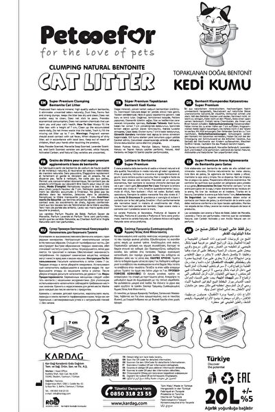 Petefor 20 LT Aktif Karbonlu Kedi Kumu