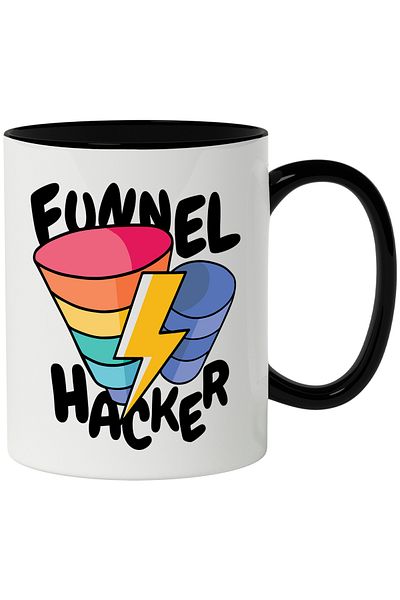 StoryGift Romania Cana Cu Mesaj In Engleza Funnel Hacker, Fulger, Curcubeu, Multicolor 330 ml, Cer, Cu Maner Negru