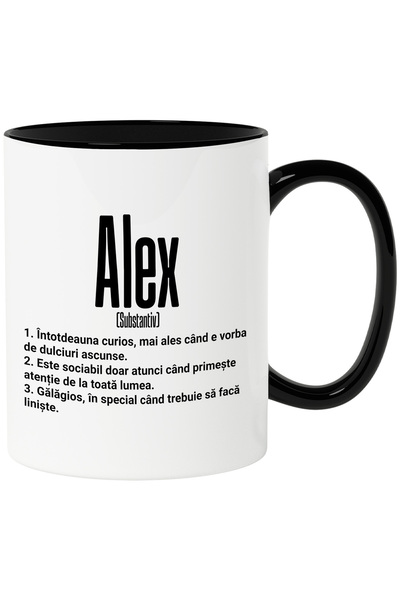 StoryGift Romania Cana Cu Numele Alex, Cu Mesaj Amuzant, Curios, Sociabil, Ga...