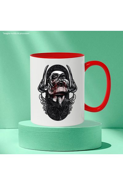 StoryGift Romania Mug With Monster, Woman, Skull, Blood, Beads, Multicolor 330 ml, Ceramic with , With ,STG .