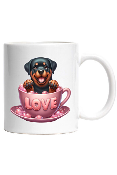 StoryGift Romania Cana cu un catel Rottweiler care sta intr-o ceasca pe care ...