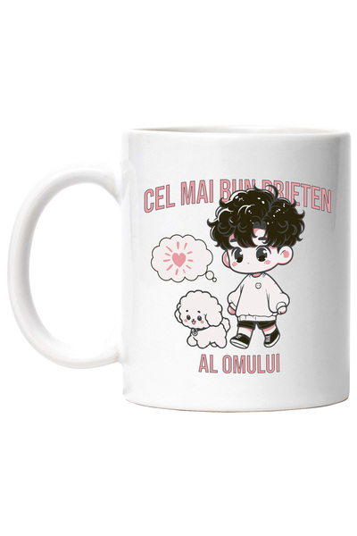 StoryGift Romania Cana Copil cu caine puddle plimbandu-se mesaj CEL MAI BUN P...