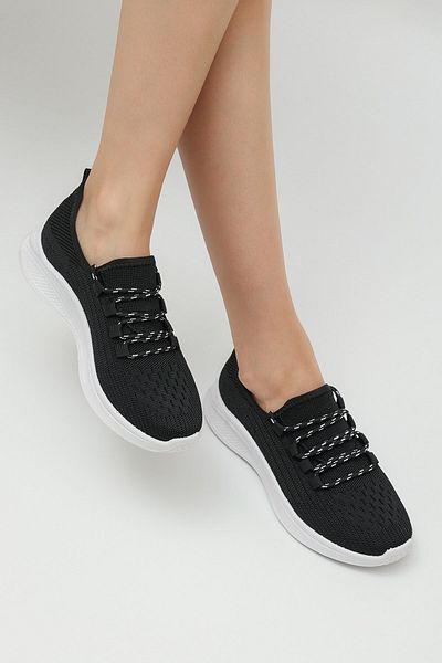 ALTUNTAŞ Men's Lace-Up Cloth Lightweight Casual Sports Shoes Sneaker Black