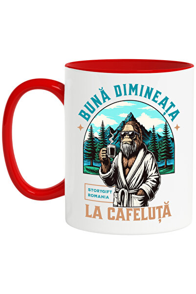 StoryGift Romania Cana Gorila in halat savurand cafeaua de dimineata, 330ml, ...