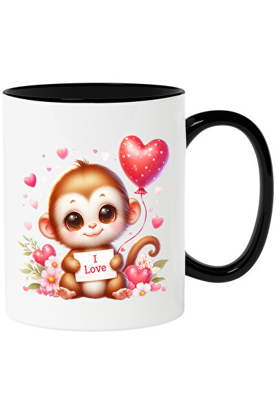 StoryGift Romania Cana cu o maimutica vesela care tine o foaie cu mesajul "I ...