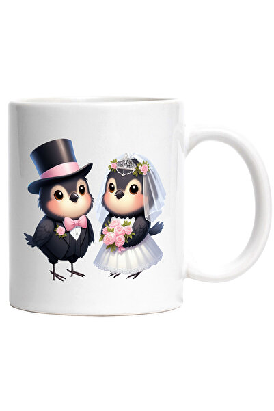 StoryGift Romania Cana cu 2 pasari la nunta | ilustratie | rochie de mireasa ...