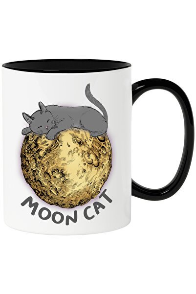 StoryGift Romania Cana cu pisica dormind pe luna cu mesajul "Moon Cat", ilust...