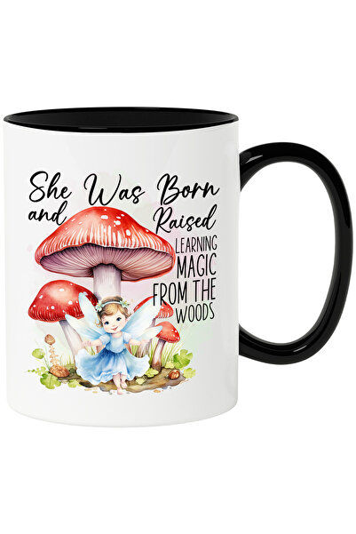StoryGift Romania Cana cu o fetita zana cu mesajul "She was born and raised learning magic from th, Cu Maner Negru