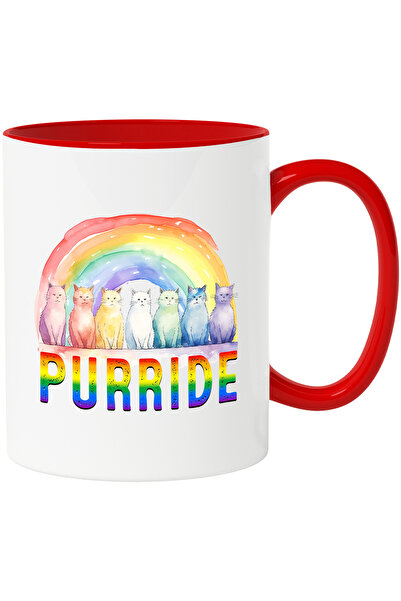 StoryGift Romania Cana cu multe pisici divers colorate, ilustratie, rosu, alb...