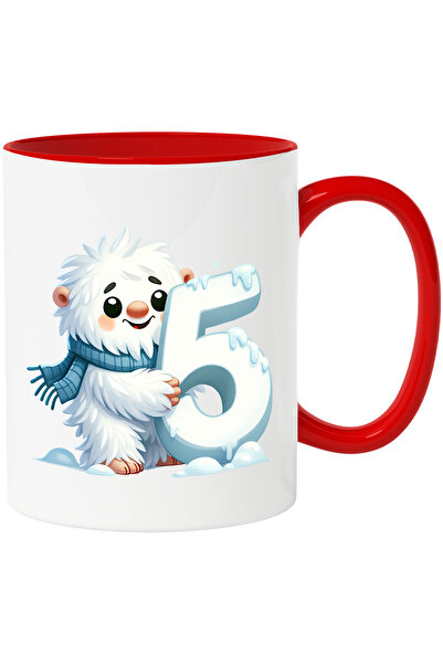StoryGift Romania Cana cu Yeti care tine cifra "5" | ilustratie | omul zapezi...