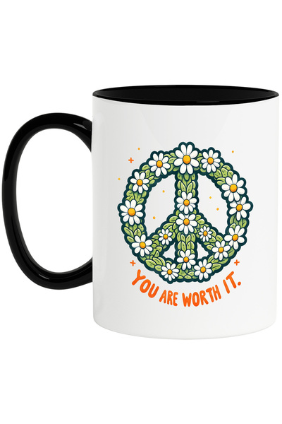 StoryGift Romania Cana cu semnul pacii cu mesajul "You are worth it", stilul ...