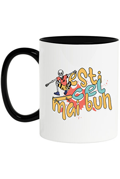 StoryGift Romania Cana Schelete pe skateboard text esti cel mai bun, 330ml, C...