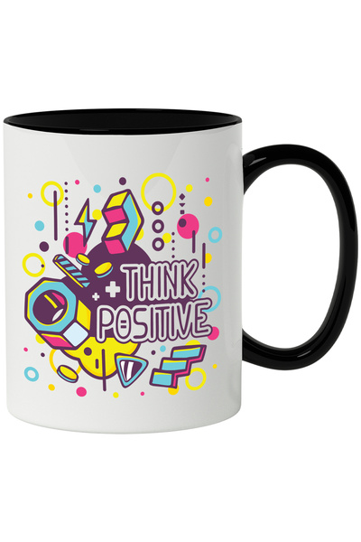 StoryGift Romania Cana Cu Mesaj In Engleza Think Positive, Lego, Scari, Geome...