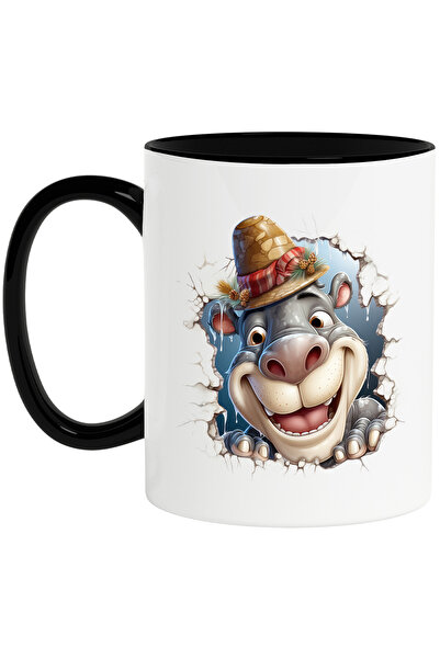 StoryGift Romania Cana cu un hipopotam fericit care scoate capul printr-un pe...