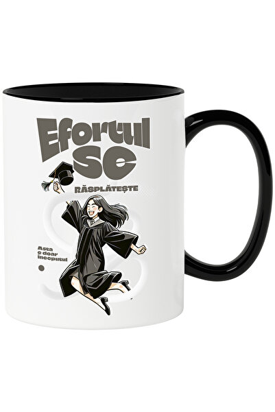 StoryGift Romania Mug effort pays off woman college graduate, 330ml, Ceramic ...