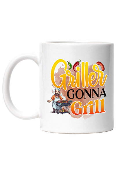 StoryGift Romania Cana cu gratar cu mesajul "Griller gonna grill", gatit, ilustratie, bucatarie, c, Cu Maner Alb
