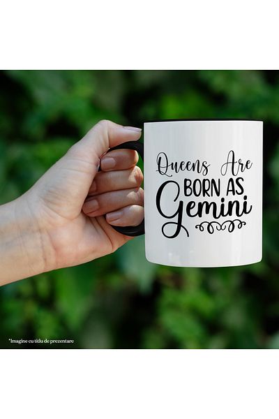 StoryGift Romania Gemini zodiac sign mug with the message "Queens are born as Gemini", illustration, zodiac sign, , With ,STG