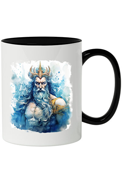 StoryGift Romania Cana Cu Poseidon, Zeu, Mitologie Greaca, Watercolor, Multic...