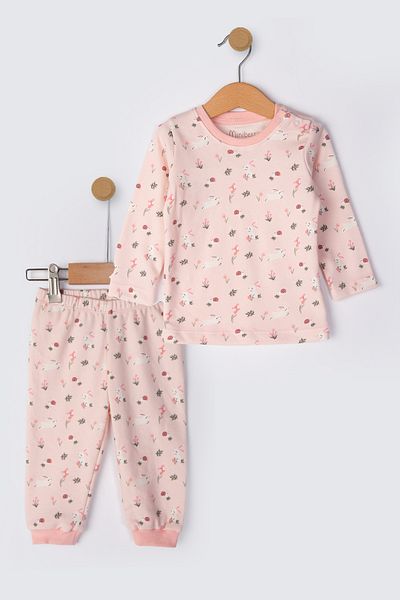 Minibess 100% Cotton 2-Piece Printed Baby Pajama Set 3 - 24 Months