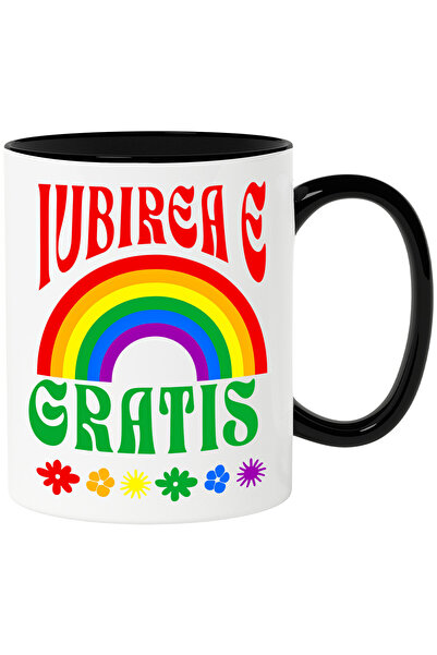 StoryGift Romania Cana cu Curcubeu Multicolor Flori Colorate Text Iubirea e g...