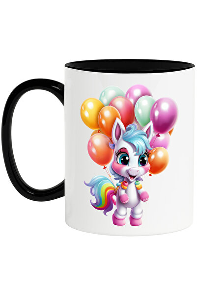 StoryGift Romania Cana cu un unicorn bucuros | ilustratie | multe baloane col...