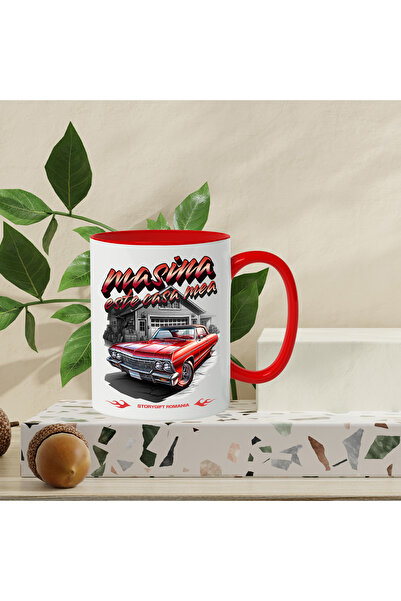 StoryGift Romania The car is my home classic convertible red mug, 330ml, Ceramic with Ro Handle, Cu, STG.