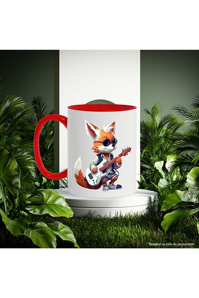 StoryGift Romania Mug with a fox playing the guitar | illustration | glasses | talent | rhythm , With ,STG