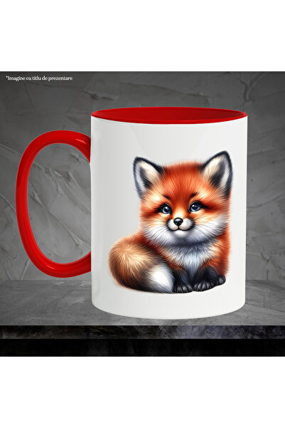 StoryGift Romania Mug with a playful fox cub | illustration | good | cheerful | wild animal, With ,STG.