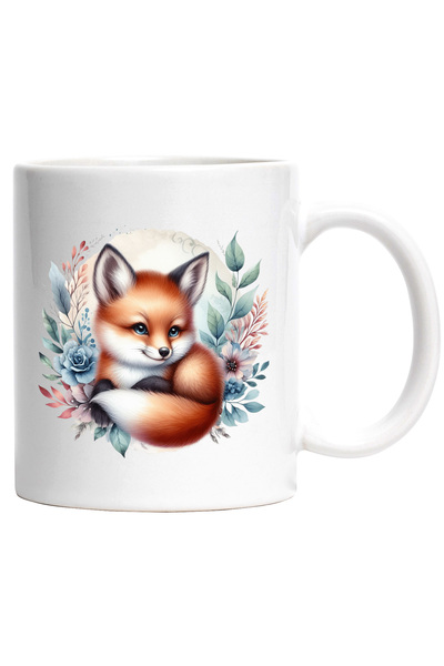 StoryGift Romania Cana cu o vulpe micuta care sta cuminte | ilustratie | flor...