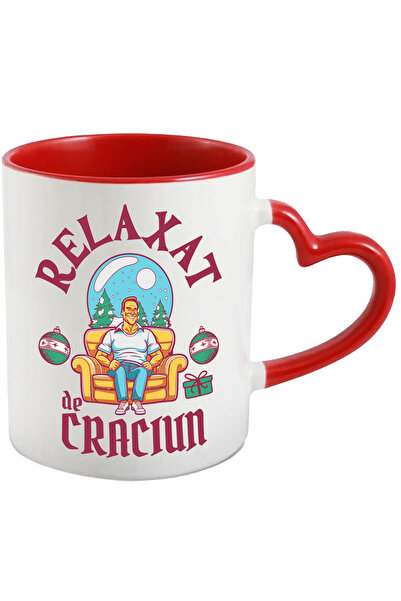 StoryGift Romania Cana relaxat de Craciun fotoliu barbat, 330ml, Ceramica cu ...