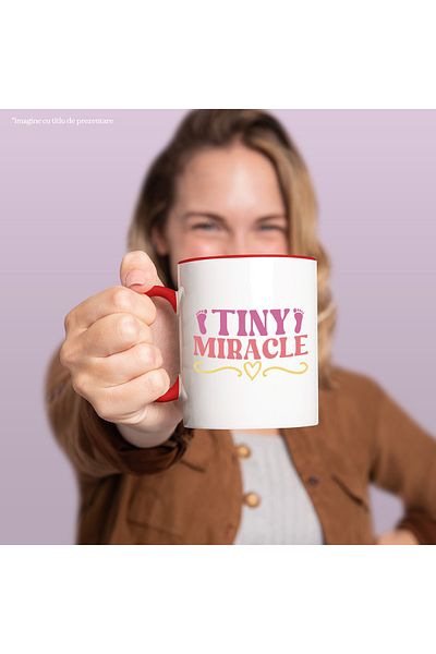 StoryGift Romania Mug with hearts and footsteps with the text "Tiny miracle" - tiny miracle baby child, With ,STG