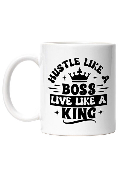 StoryGift Romania Cana cu mesajul "Hustle like a boss, live like a king" - ca...