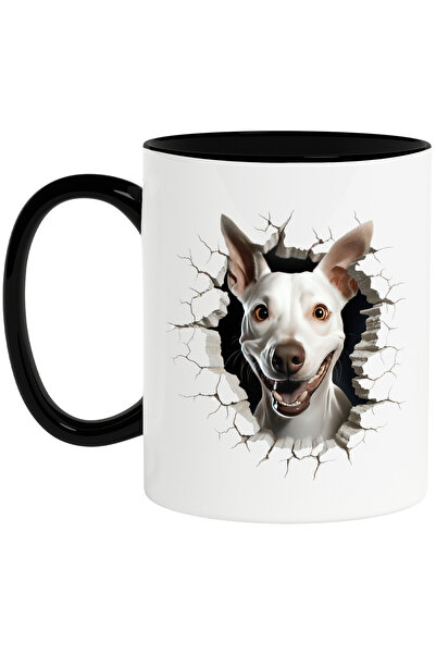 StoryGift Romania Cana cu un caine curios care scoate capul prin perete, ilus...